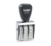 Trodat 1010 Classic Fechador, meses español abreviados, marcada aprox. 4 x 26 mm aprox, entintaje manual