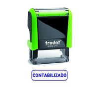 Trodat 4911 Printy Sello Fórmula Comercial con Texto Español CONTABILIZADO, entintaje automático, Tamaño de la Placa de Texto 38 x 14 mm, Azul