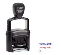 Trodat 5430 - Fechador profesional, sello para fecha, con 2 almohadillas de colores, color azul y rojo, texto seleccionable, color E I N G E G A N G E N