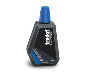 Trodat 7011 - Botella de tinta azul para rellenar almohadillas o almohadillas de 60 ml, tinta a base de agua para sellar documentos, huellas limpias y nítidas, tapón plegable