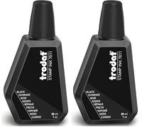 Trodat 7011 - Botella de tinta negra para rellenar almohadillas o almohadillas (28 ml), tinta a base de agua para sellar documentos, huellas limpias y nítidas, tapón plegable (Paquete de 2)