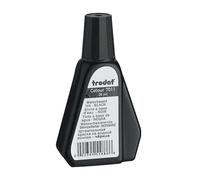 Trodat 7011 - Botella de tinta negra para rellenar almohadillas o almohadillas (28 ml), tinta a base de agua para sellar documentos, huellas limpias y nítidas, tapón plegable