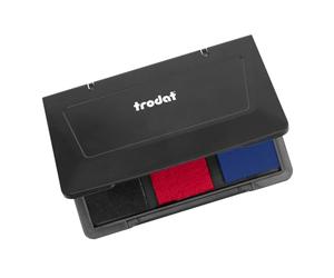 Trodat Almohadilla para sellos de mano para diseñar creativamente - 1 almohadilla de tinta con 3 colores en negro, rojo, azul, tinta indeleble, tamaño 10 x 7 cm, ideal para Trodat vintage & Trodat
