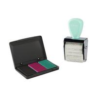 Trodat Creative Mini - Juego de sellos creativos (12 impresiones, alemán, sello creativo en color verde pastel, incluye almohadilla de tinta en rosa, negro, verde, 30 x 5 mm)