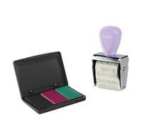 Trodat Creative Mini - Juego de sellos creativos con diseño creativo (12 impresiones, en color morado pastel, incluye almohadilla de tinta en rosa, negro, verde, 30 x 5 mm)