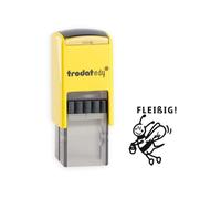 Trodat edy fix - Sello de motivación para profesores y educadores, 1 diseño de abeja flexible, alemán, carcasa amarilla, impresión negra, autoentintable, 20 x 20 mm