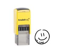 Trodat Edy FIX - Sello de motivación para profesores y educadores, 1 diseño de cara sonriente, voz neutra, carcasa amarilla, impresión negra, autoentintable, 20 x 20 mm