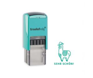 Trodat edy fix - Sello de motivación para profesores y educadores, 1 diseño de llama muy bonito, alemán, carcasa verde menta, impresión verde, autoentintable, 20 x 20 mm
