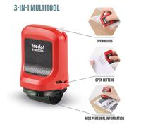 Trodat ID Protector+ - Rodillo de tinta - Sello de rodillo de protección contra robo de identidad con caja integrada y abrecartas (3 en 1) - Incluye 3 tintas de recambio