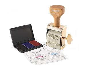 Trodat Juego de 6 diseños de impresión vintage para ocasiones especiales - 6 diseños de impresión, alemán, sello creativo en aspecto vintage, incluye almohadilla de tinta en rojo, azul, negro, 30 x 5