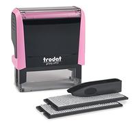 Trodat Printy 4913 - Sello personalizable con tinta negra, tamaño de impresión: 57 x 21 mm, máximo 6 líneas de texto, color rosa pastel
