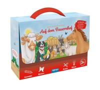 TRÖTSCH - Beschäftigungskoffer Mein bunter Koffer Auf dem Bauernhof | Koffer mit einem Spiel- und Malbuch, Stickerseiten und Minipostern | Ab 3 Jahren