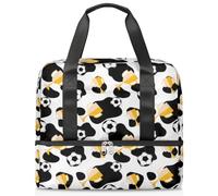 Trofeo de fútbol de vacas, bolsa de lona deportiva para mujeres, hombres y niños, Kirls con estampado de fútbol para fin de semana, bolsas de noche separadas para mojado, bolsa de mano de 21 L para