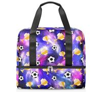 Trofeo de fútbol Galaxy Sports Duffle Bag para mujeres, hombres y niños, Kirls Galaxy Star, bolsas de fin de semana, bolsas de noche separadas para mojado, bolsa de mano de 21 L para viajes, gimnasio,