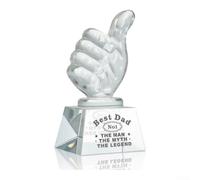 Trofeo de piedras preciosas ópticas transparentes con diseño de pulgar hacia arriba y perfil compacto para decoración de oficina en casa o estante (A)