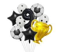 Trofeo dorado, globo de aluminio fútbol, decoraciones for fiesta cumpleaños, suministros for fiestas temáticas deportivas for adultos para Fiestas(Black-9)