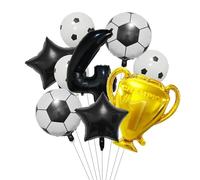 Trofeo dorado, globo de aluminio fútbol, decoraciones for fiesta cumpleaños, suministros for fiestas temáticas deportivas for adultos para Fiestas(Black-4)