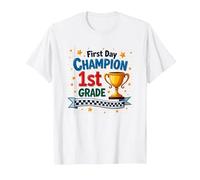 Trofeo Estrella Estrella Primer Día Campeón Primer Camiseta, Hombre, Blanco, XXL