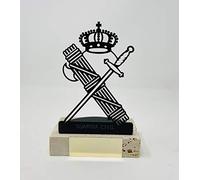 Trofeo Guardia Civil de forja con Base de mármol travertino. Chapita Personalizada Gratis (MANDAR por Correo Texto)