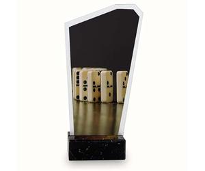 Trofeos Martínez - Trofeo de metacrilato Impreso a Color con Base mármol Dominó. (19cm)