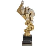 Trofeos Mora Trofeo de Ajedrez en Resina con Base de Mármol Negro y Madera - Acabado Dorado y Plateado Envejecido - Alturas 28, 26 y 24 cm (28 CM)