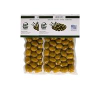 TrofoPlan Aceitunas Verdes Griegas 2 x 200 g - Aceitunas cretenses grandes de primera calidad - Aceitunas mediterráneas envasadas al vacío - Textura firme, sabor intenso - Sin aditivos ni colorantes