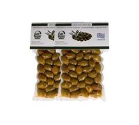 TrofoPlan Aceitunas Verdes Griegas con chiles (Chile) 2 x 200 g - Aceitunas cretenses grandes y picantes - Aceitunas mediterráneas en salmuera seca - Envasadas al vacío - Sin aditivos ni colorantes