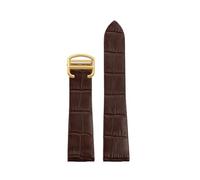 TROGPYXG 18mm 21mm Compatible con reloj Cartier W2006951 WH100751 Sandoz Santos cuero de vaca mecánico con cabeza de acero correa de grano Endlink(Brown-gold,18mm)