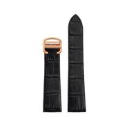 TROGPYXG 18mm 21mm Compatible con reloj Cartier W2006951 WH100751 Sandoz Santos cuero de vaca mecánico con cabeza de acero correa de grano Endlink(Black-rose gold,21mm)