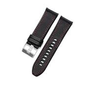 TROGPYXG Compatible con la serie Diesel Officer Correa de reloj de silicona Diseño de cuero con revestimiento de nailon Correa de reloj impermeable a prueba de sudor Interfaz plana(Black Red-ST-K3)
