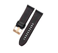 TROGPYXG Compatible con la serie Diesel Officer Correa de reloj de silicona Diseño de cuero con revestimiento de nailon Correa de reloj impermeable a prueba de sudor Interfaz plana(Black Red-RS-K3)