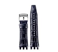 TROGPYXG Compatible con Swatch SVGK403 SVGK407 SVGB400 SVGB402 SVGB408 Correa de reloj de cuero 22 mm Accesorios de correa de pulsera for hombre(Blue-silver)