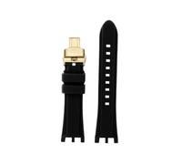 TROGPYXG Compatible con Versace V-RACE DUAL Series Correa Accesorios de reloj de silicona Correa de reloj de goma cóncava especial con muesca de cinturón impermeable de 24 mm(Black-gold-A)