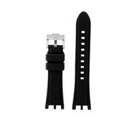 TROGPYXG Compatible con Versace V-RACE DUAL Series Correa Accesorios de reloj de silicona Correa de reloj de goma cóncava especial con muesca de cinturón impermeable de 24 mm(Black-Silver)