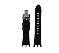 TROGPYXG Compatible con Versace V-RACE DUAL Series Correa Accesorios de reloj de silicona Correa de reloj de goma cóncava especial con muesca de cinturón impermeable de 24 mm(Black-black-A)