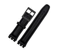 TROGPYXG Correa de 17 mm y 19 mm compatible con correa de reloj de piel de becerro, color negro, marrón, blanco, resistente al agua(BLACK WHITE,19mm)