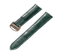 TROGPYXG Correa De Piel De Cola De Cocodrilo Compatible con Cartier Key West London Cheetah Hombres Mujeres Correa De Piel De Vacuno Azul Marrón(Dark Green Rose,18mm)