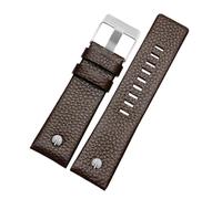 TROGPYXG Correa de reloj con remaches de Metal for hombre, pulsera Compatible con correa de cuero diésel DZ7257 DZ4343 DZ4459 DZ7311 4318 24 26 28 30 32mm(A Brown-steel buckle,32mm)