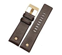 TROGPYXG Correa de reloj con remaches de Metal for hombre, pulsera Compatible con correa de cuero diésel DZ7257 DZ4343 DZ4459 DZ7311 4318 24 26 28 30 32mm(A Brown-gold buckle,28mm)