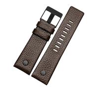 TROGPYXG Correa de reloj con remaches de Metal for hombre, pulsera Compatible con correa de cuero diésel DZ7257 DZ4343 DZ4459 DZ7311 4318 24 26 28 30 32mm(A Brown-black buckle,28mm)