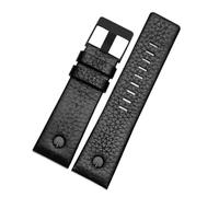 TROGPYXG Correa de reloj con remaches de Metal for hombre, pulsera Compatible con correa de cuero diésel DZ7257 DZ4343 DZ4459 DZ7311 4318 24 26 28 30 32mm(A Black-black buckle,22mm)
