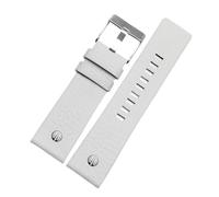 TROGPYXG Correa de reloj con remaches de Metal for hombre, pulsera Compatible con correa de cuero diésel DZ7257 DZ4343 DZ4459 DZ7311 4318 24 26 28 30 32mm(A White-steel buckle,22mm)