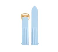 TROGPYXG Correa de reloj de goma Compatible con la serie Cartier Roadster, correa de reloj de goma fluorada for hombre, pulsera con hebilla plegable de liberación rápida(Sky blue-gold)
