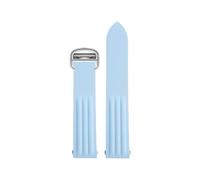 TROGPYXG Correa de reloj de goma Compatible con la serie Cartier Roadster, correa de reloj de goma fluorada for hombre, pulsera con hebilla plegable de liberación rápida(Sky blue-silver)