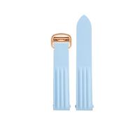 TROGPYXG Correa de reloj de goma Compatible con la serie Cartier Roadster, correa de reloj de goma fluorada for hombre, pulsera con hebilla plegable de liberación rápida(Sky blue-rose gold)