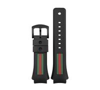 TROGPYXG Correa de reloj de goma informal con boca convexa for hombre - Correa de TPU suave e impermeable negra de 21 mm con hebilla compatible con Gucci GC-YA1371(Black clasp)