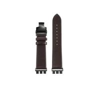 TROGPYXG Correa de reloj de piel de vaca de 17, 19 y 21mm Compatible con SWATCH YCS YAS YGS IRONY, correa de reloj de cuero fino, adaptador de acero inoxidable(Brown-Black Folding,Width 19mm)
