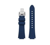 TROGPYXG Correa de reloj de pulsera de silicona convexa Compatible con Casio EDIFICE 5634 EFB-680 EFS-S570YD/YDC/YDB serie correa de reloj de goma modificada(Blue - silver,24X14mm)