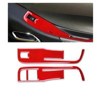 TROGPYXG Pegatinas for el Panel del Interruptor de Control de la Ventana de la Puerta del Coche, de Fibra de Carbono auténtica, compatibles con Camaro 2010-2011.(B Red Carbon)