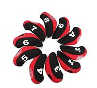 Trohollis Cabeza del Club de Golf,Fundas para Cabezas Caso 10PCS del Hierro del Golf Cabeza Cubierta con número Etiquetas Club de Cubierta de la Cabeza 1 Set Blue Protector Negro(Red)